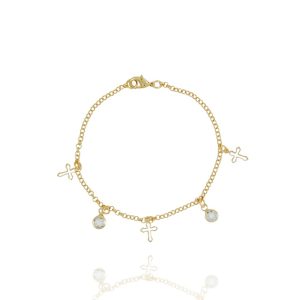 PULSEIRA INFANTIL COM ZIRCÔNIAS CRISTAIS E CRUZ